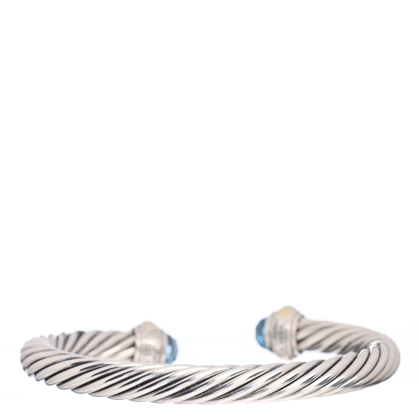 Sterling Silver 14K Yellow Gold Blue Topaz 7mm Cable Classics Bracelet