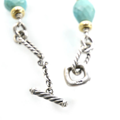 David Yurman Sterling Silver and 18k Gold Turquoise Figaro Bracelet 3 of 6