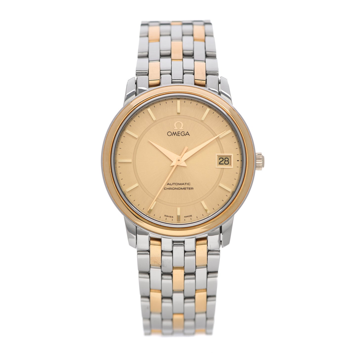 Stainless Steel 18K Yellow Gold 34mm De Ville Chronometer Automatic Watch Champagne 4300.31.00
