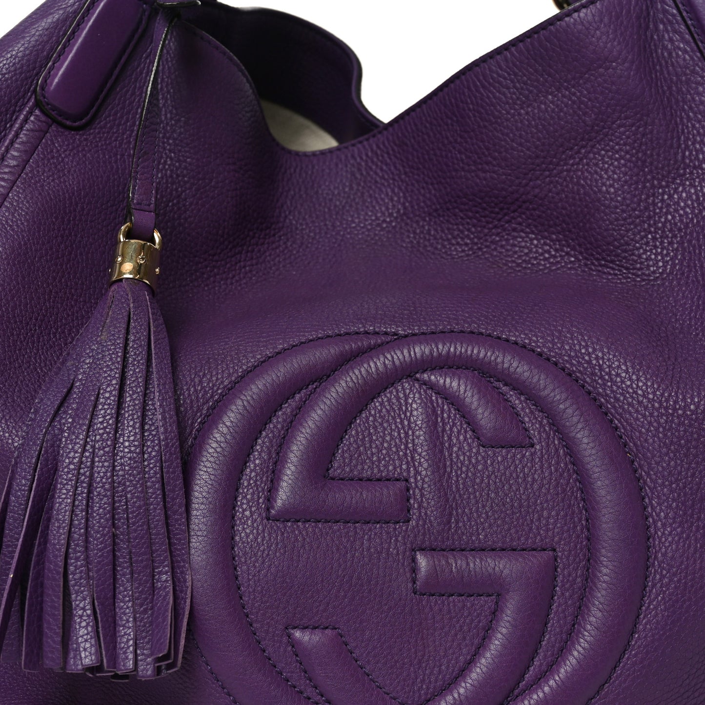 Pebbled Calfskin Large Soho Shoulder Bag Shine Purple
