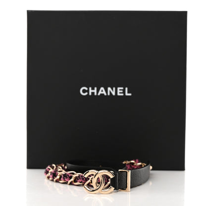 Chanel Calfskin Tweed CC Chain Belt 75 30 Black Pink 9 of 9
