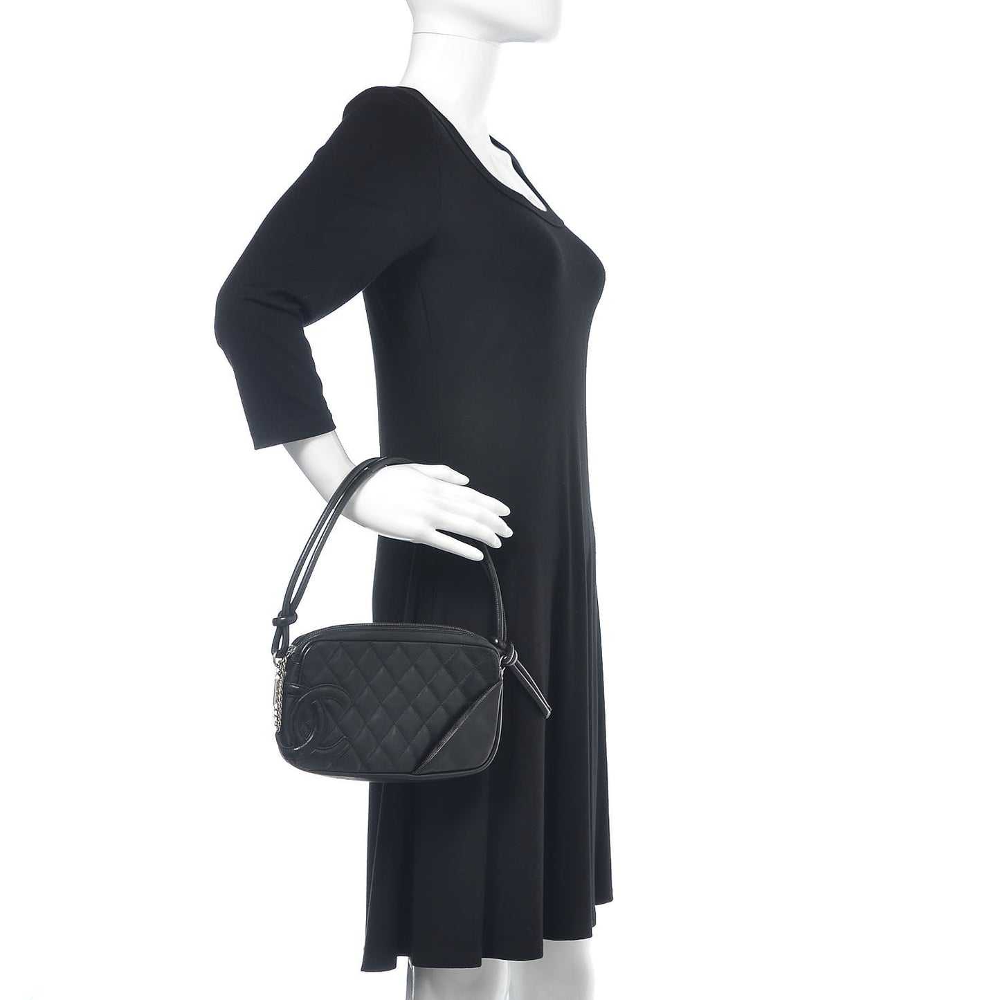 Calfskin Quilted Cambon Pochette Black