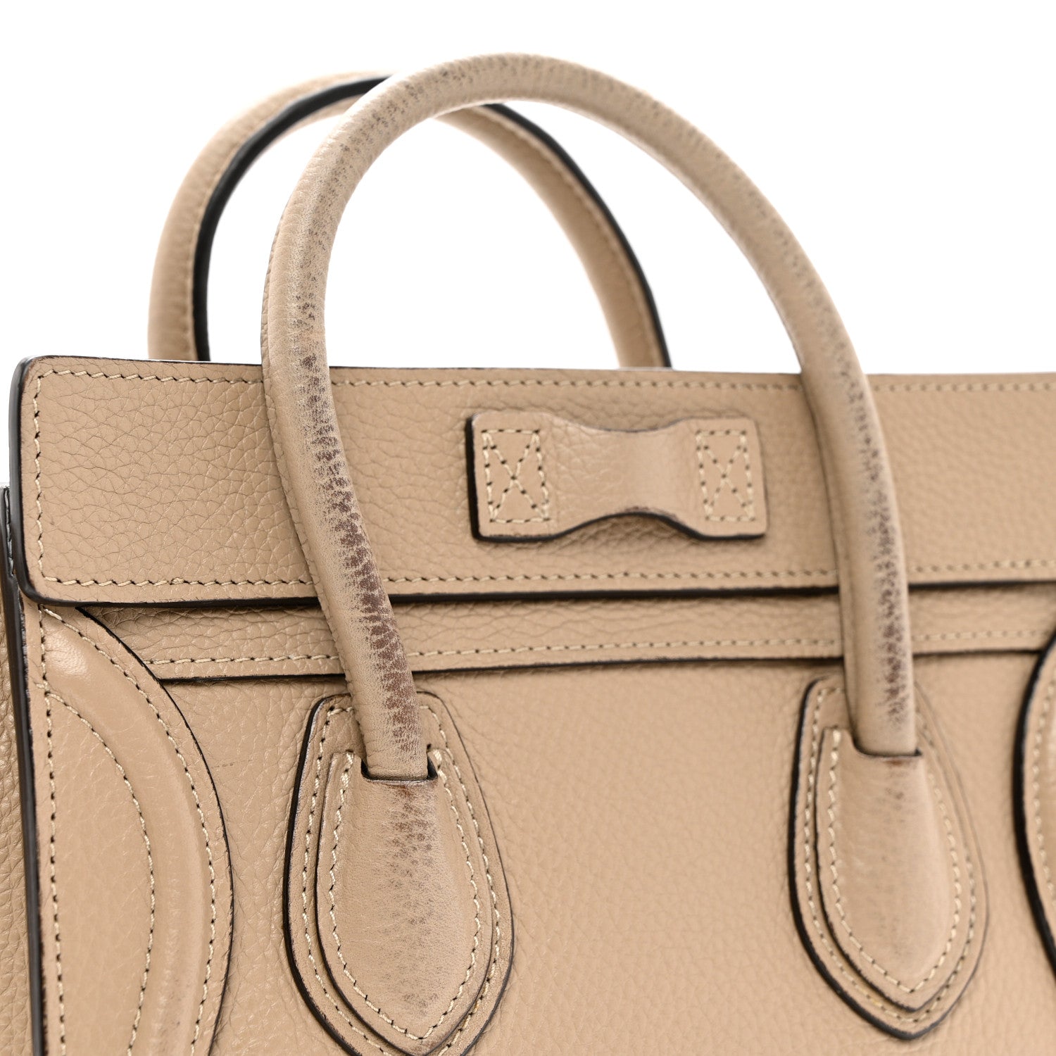 Celine Drummed Calfskin Nano Luggage Dune 8 of 10