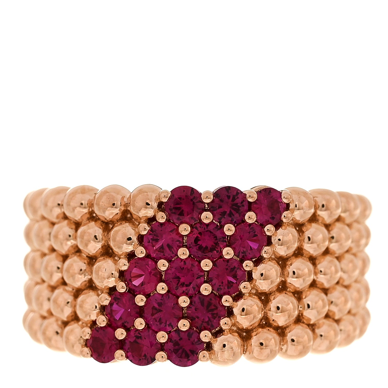Van Cleef & Arpels 18K Rose Gold Ruby Perlee Coleurs 5 Row Ring 52 6 1 of 5