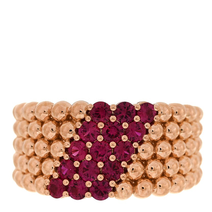 Van Cleef & Arpels 18K Rose Gold Ruby Perlee Coleurs 5 Row Ring 52 6 1 of 5