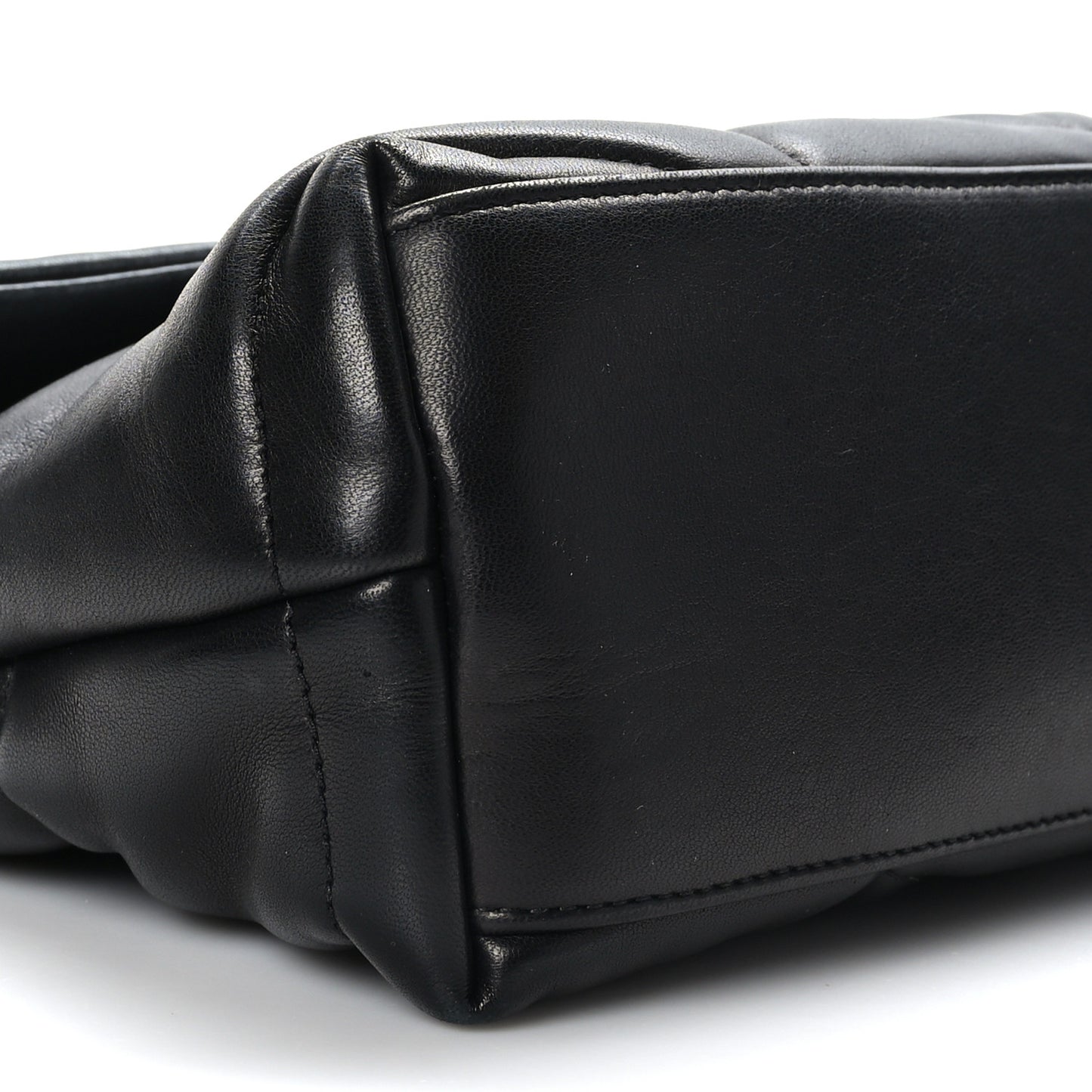 Lambskin Quilted Small Loulou Puffer Monogram Chain Satchel Black