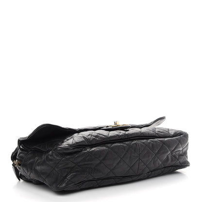 Chanel Crumpled Grained Calfskin Quilted Maxi Shiva Flap Black 4 of 9