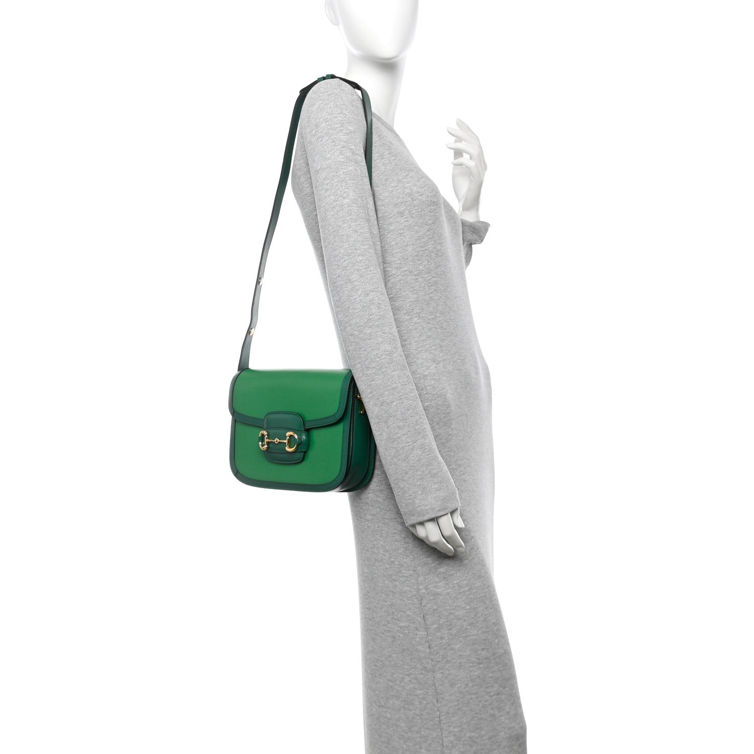 Gucci Azalea Calfskin Horsebit 1955 Shoulder Bag New Shamarock Emerald 2 of 10