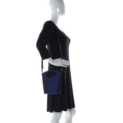 Gucci Iridescent Nylon Punch Top Handle Handbag Navy 2 of 12