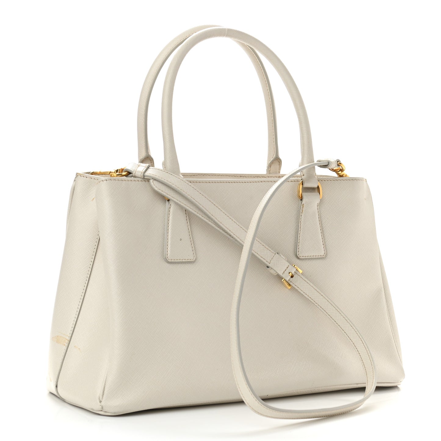 Saffiano Medium Galleria Double Zip Tote Bianco