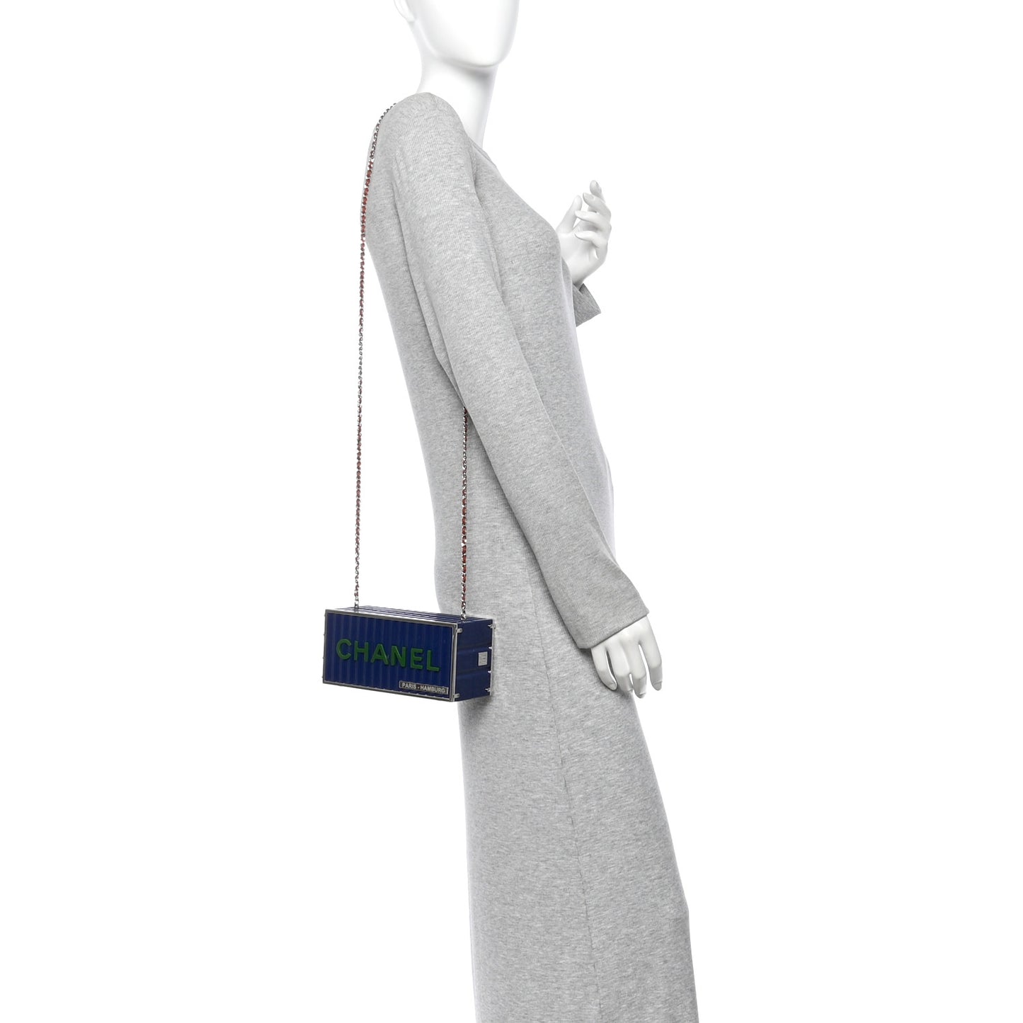 Resin Enamel CC Shipping Container Signature Minaudiere Clutch Blue