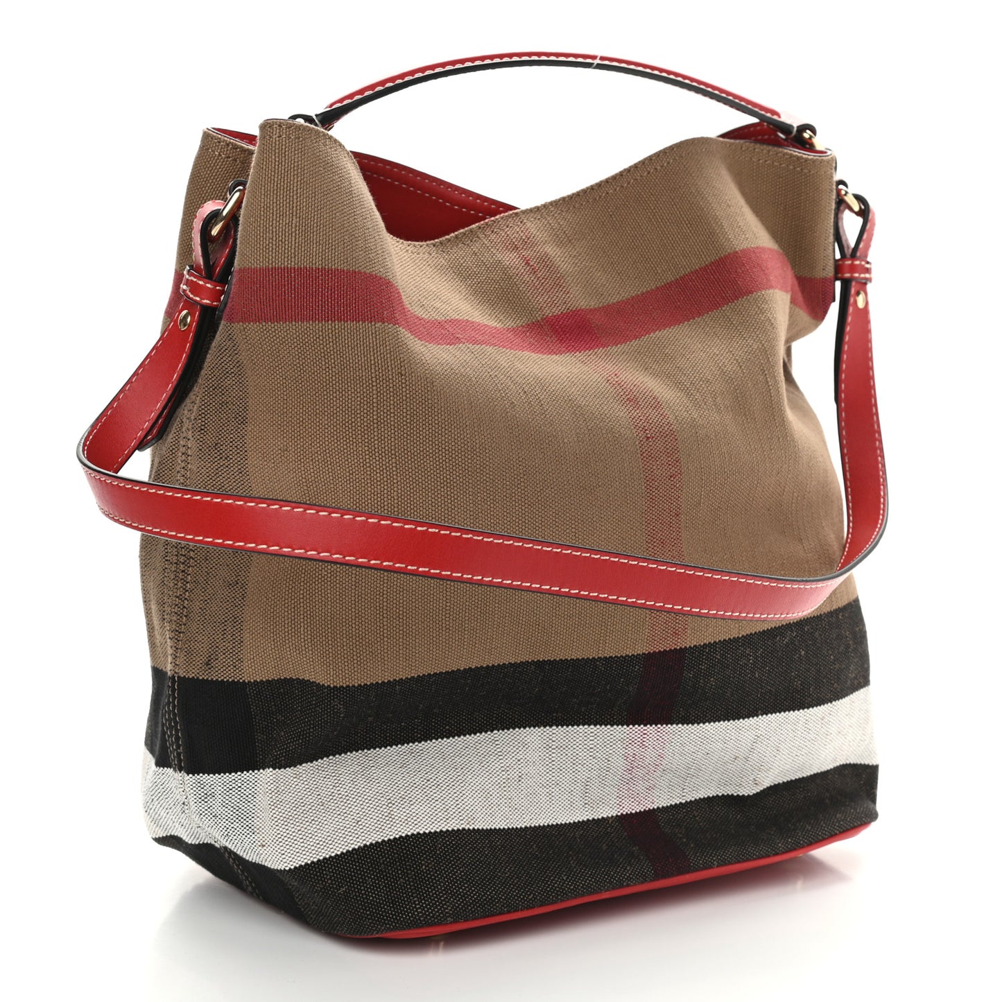 Canvas Mega Check Medium Ashby Hobo Cadmium Red