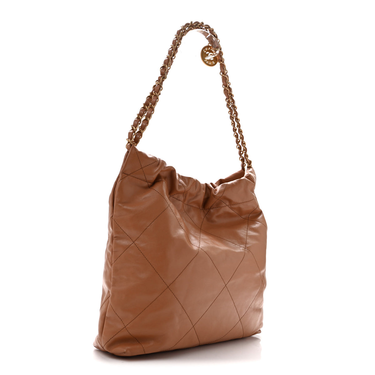 Chanel Shiny Calfskin Quilted Small Chanel 22 Beige 4 of 14