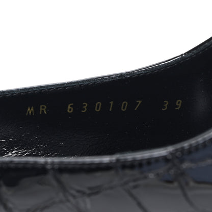 Saint Laurent Patent Crocodile Embossed Opyum 110 Slingback 39 Black 9 of 10