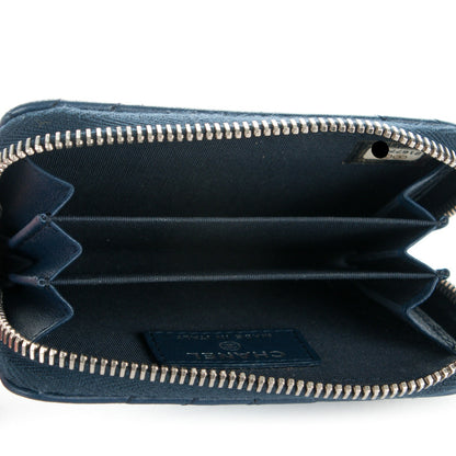 Chanel Lambskin Chevron Zip Around Coin Purse Wallet Blue 5 of 7