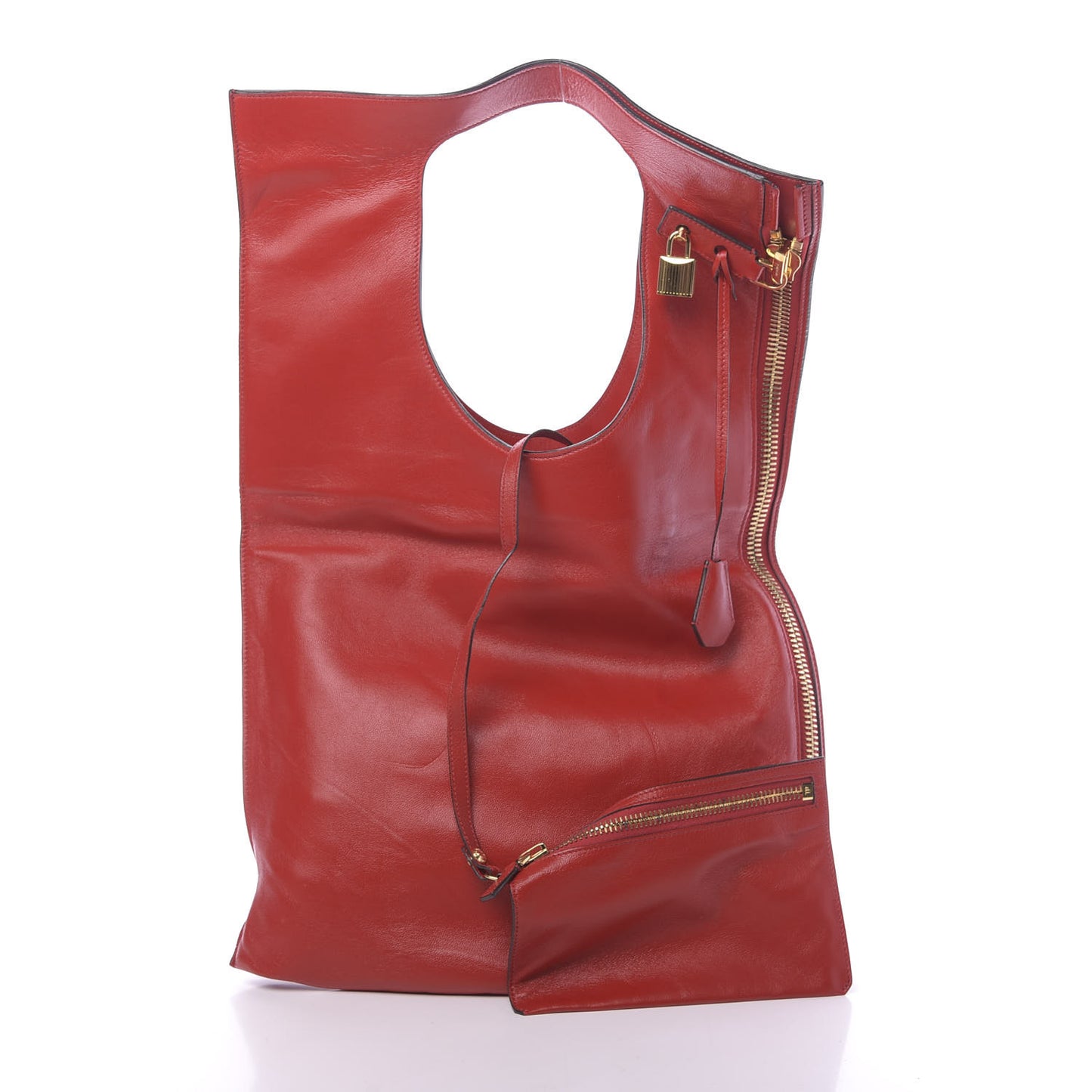Ramskin Small Alix Padlock Zip Shoulder Bag Dark Orange
