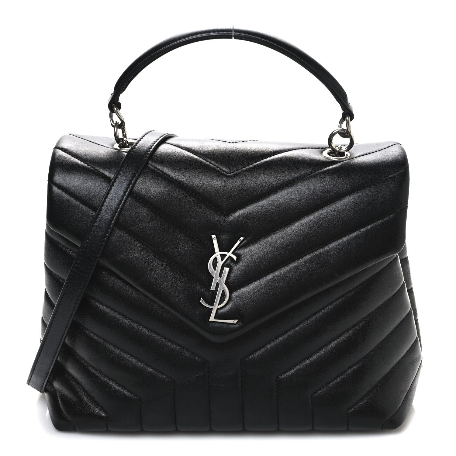 Saint Laurent Calfskin Y Quilted Monogram Medium Loulou Satchel Black 1 of 11