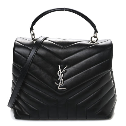 Saint Laurent Calfskin Y Quilted Monogram Medium Loulou Satchel Black 1 of 11