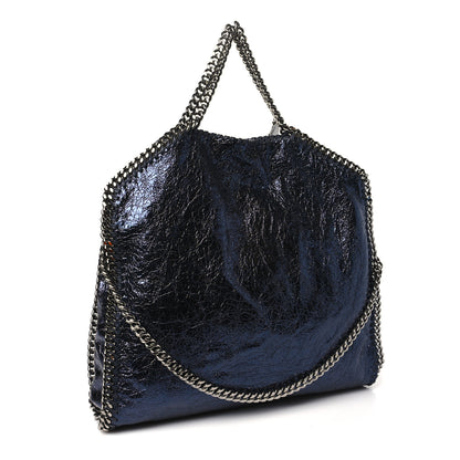 Stella McCartney Metallic Crackle Falabella Fold Over Tote Navy 3 of 10
