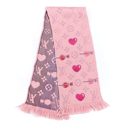Louis Vuitton Wool Silk Logomania A La Folie Scarf Rose 2 of 4