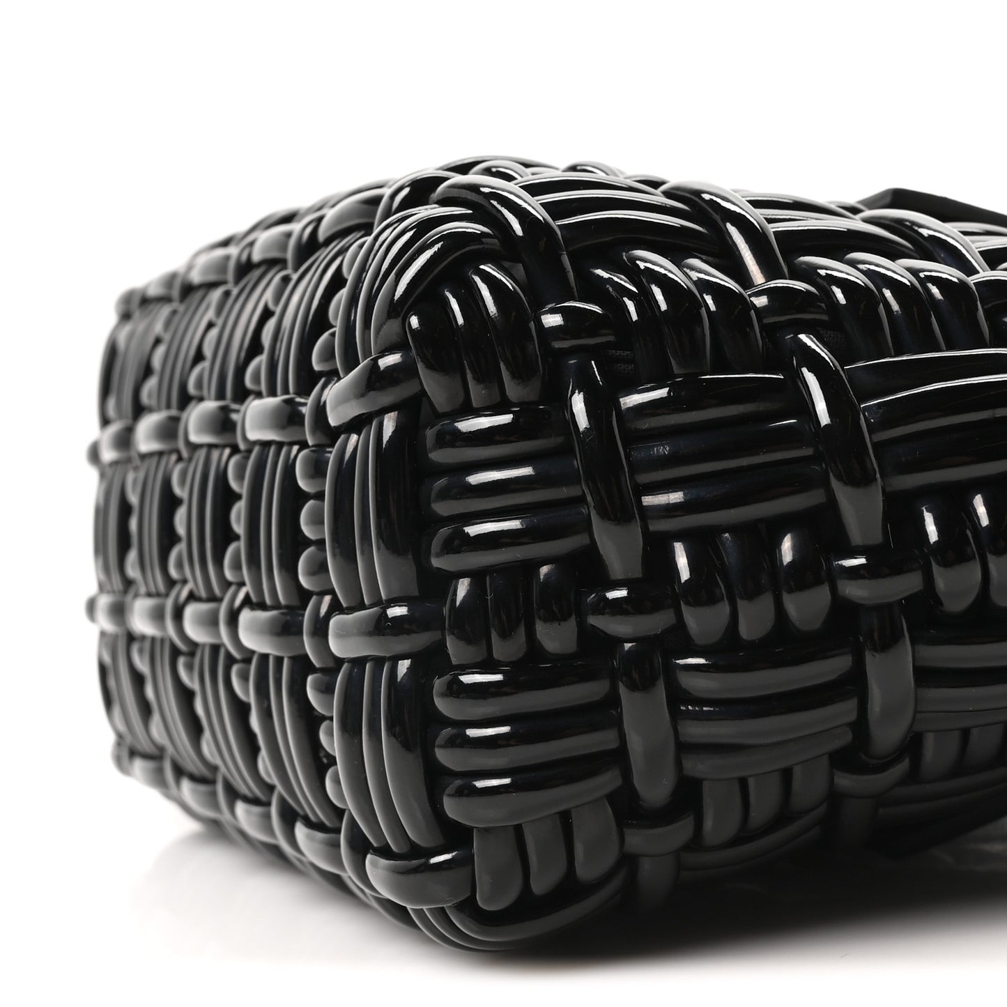 Faux Calfskin Braided Varnished XXS Bistro Basket Black