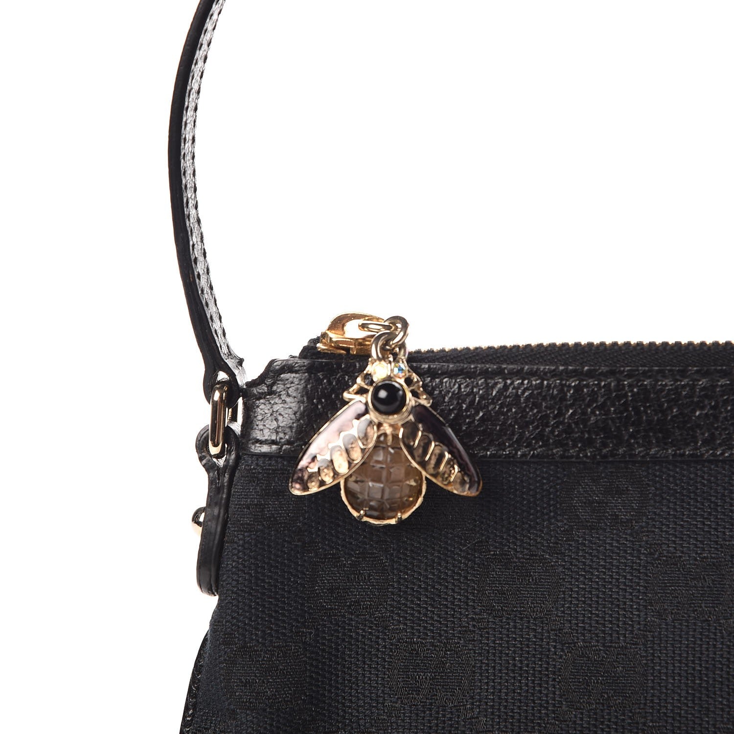 Gucci Monogram Bumble Bee Charm Pochette Black 6 of 8