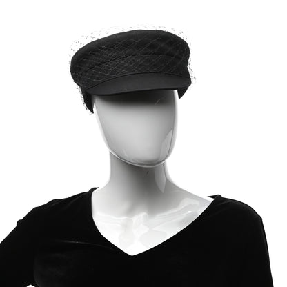 Christian Dior Cotton Canvas Arty Cap with Veil 58 Black 2 of 9