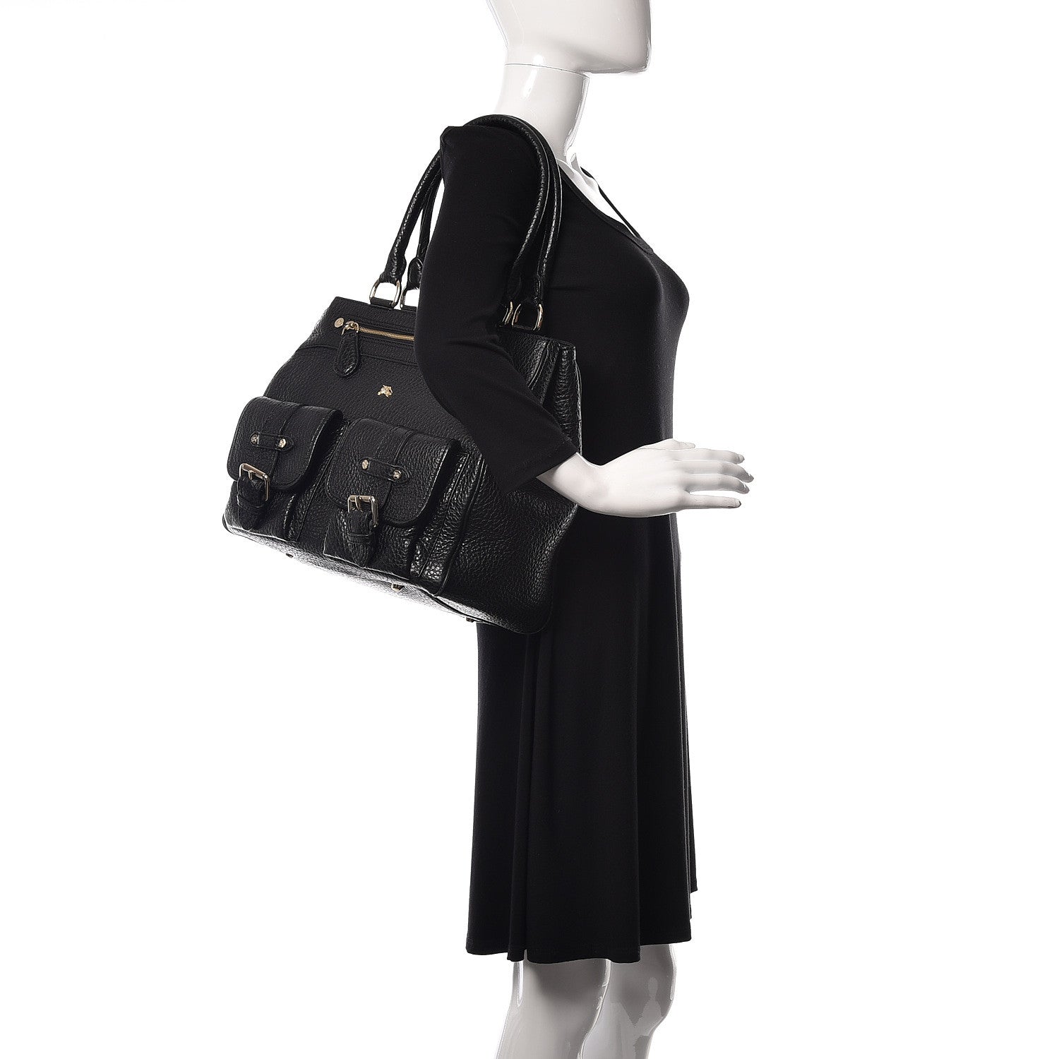 Burberry Heritage Grain Front Pocket Tote Black 2 of 9
