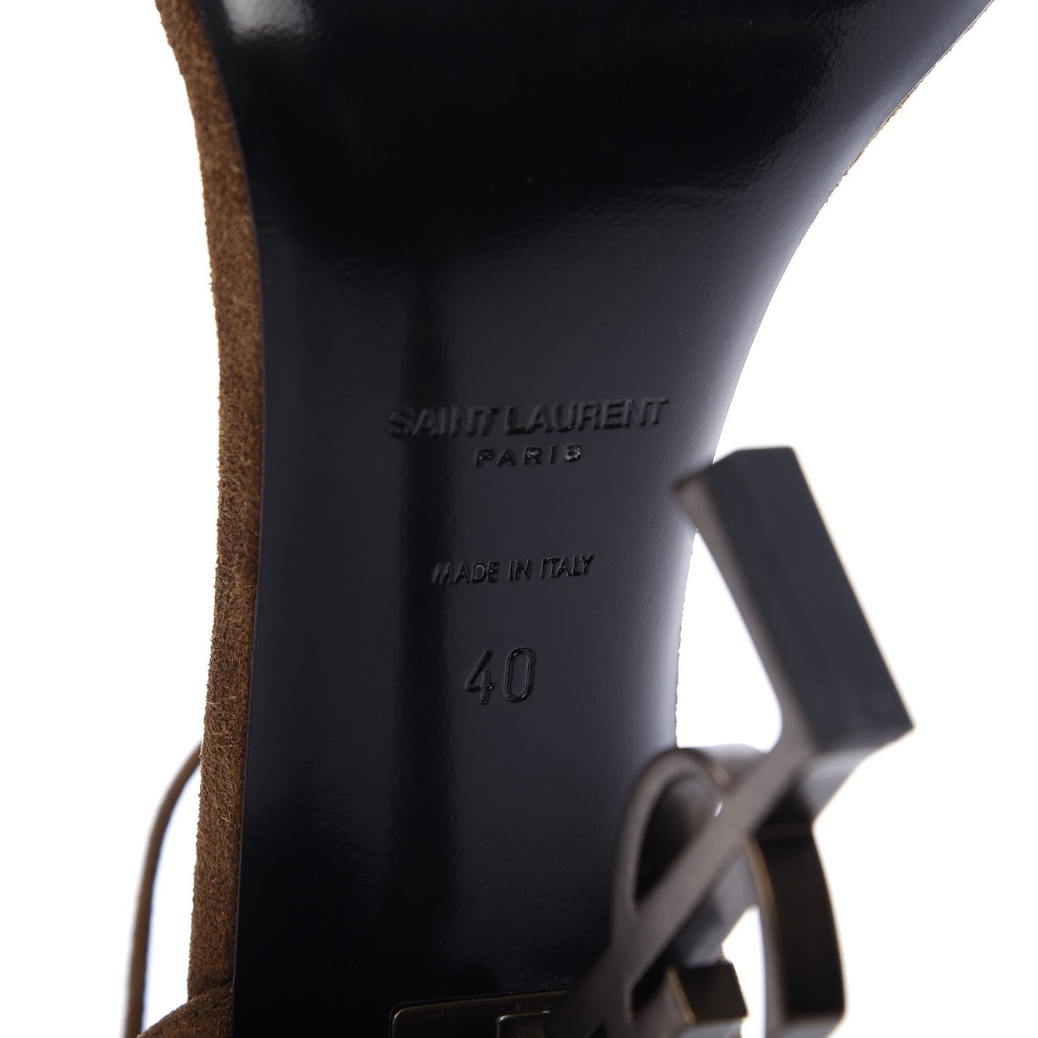 Saint Laurent Suede Calfskin Opyum 110 Sandals 40 Cachemere Gold 8 of 9