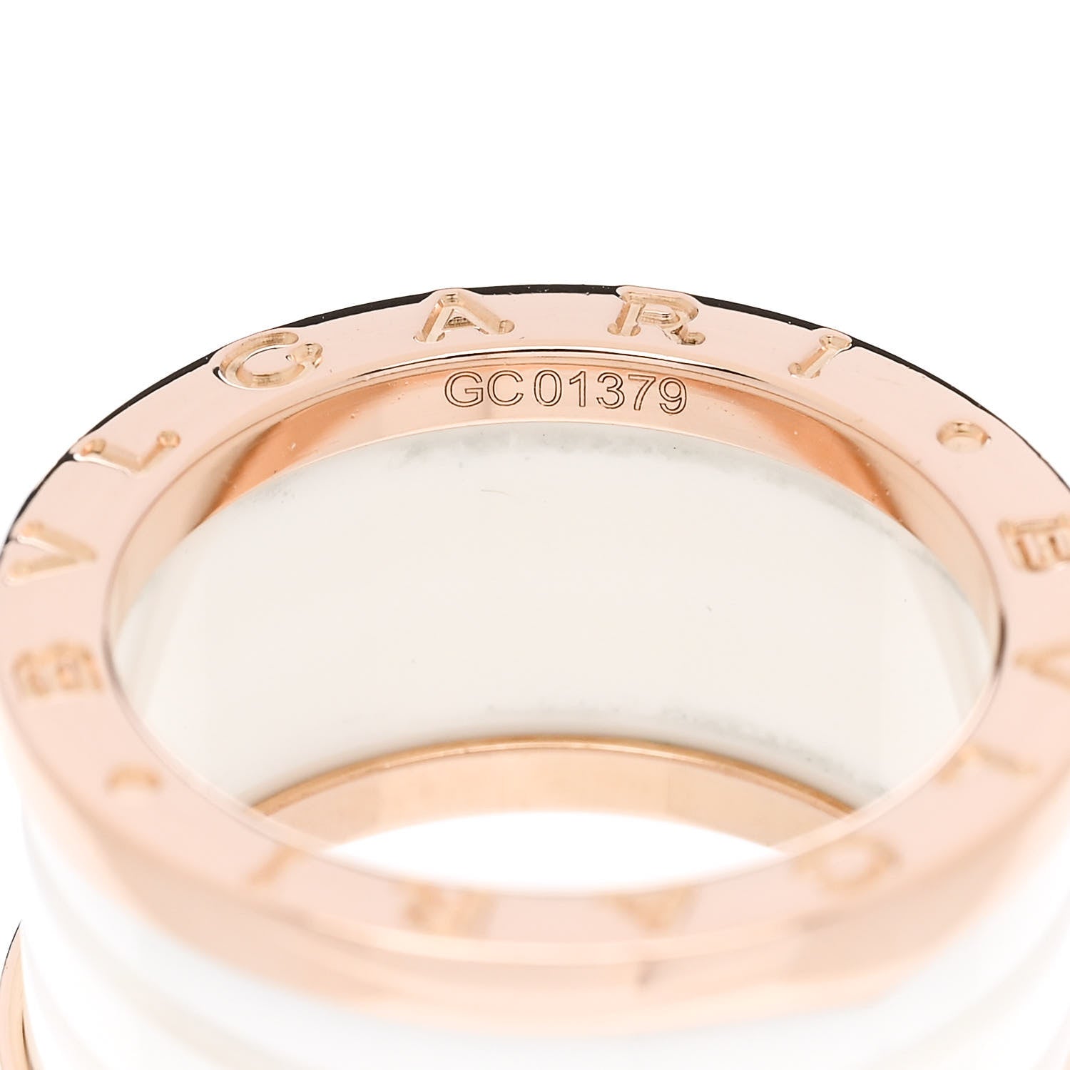 Bulgari 18K Rose Gold White Ceramic B.Zero1 Four-Band Ring 54 6.75 5 of 5