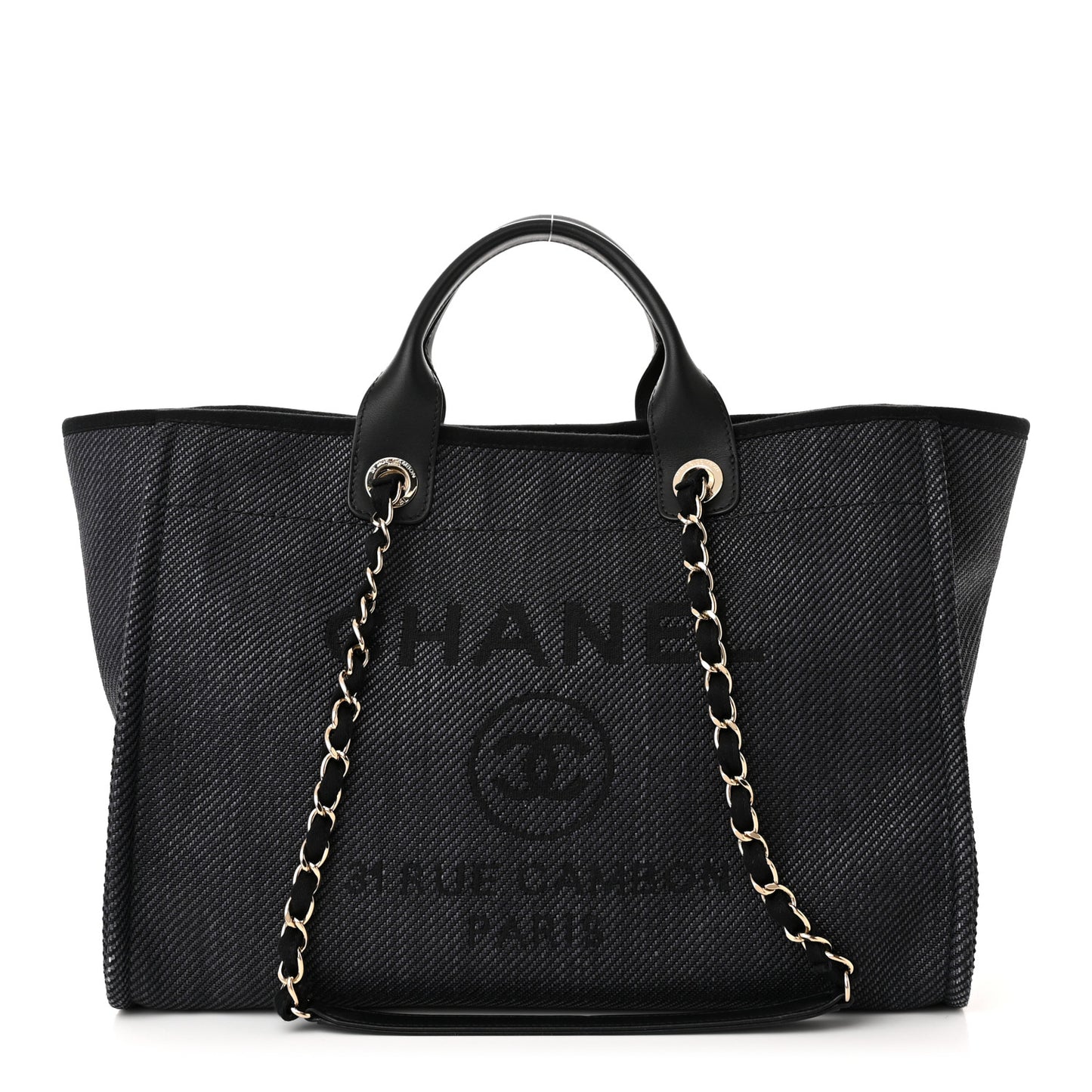 Lurex Boucle Medium Deauville Tote Black