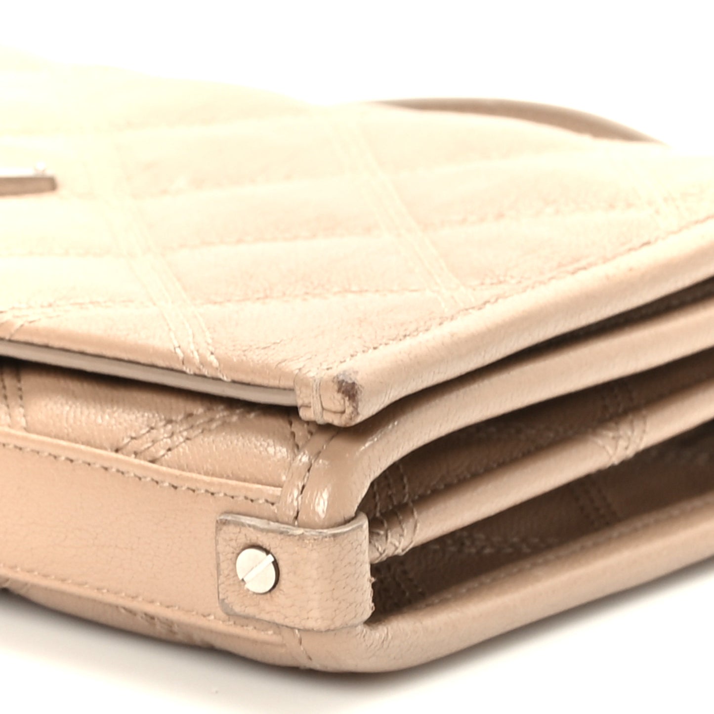 Lambskin Diamond Quilted Becky Chain Wallet Gold Sand