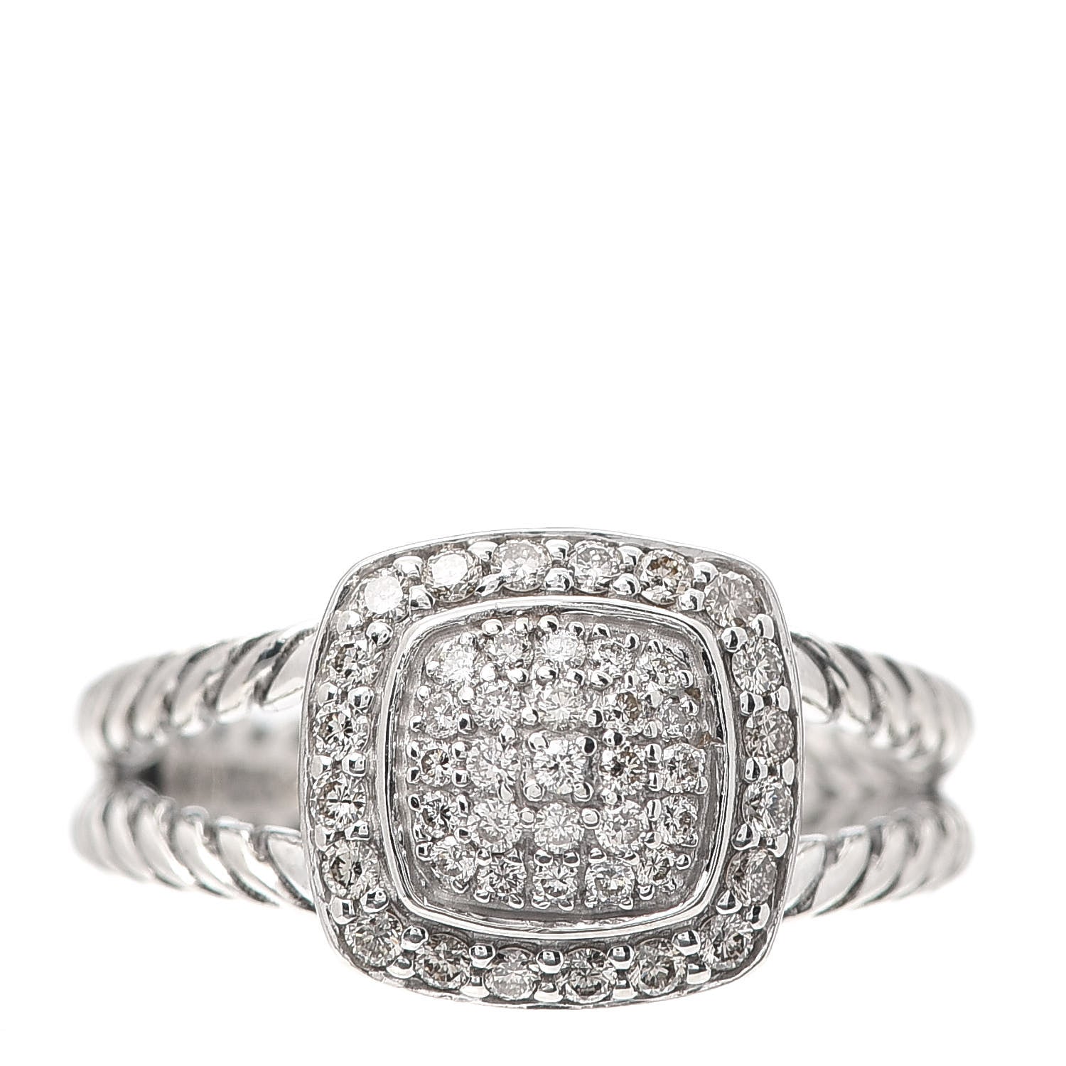 David Yurman Sterling Silver Diamond 7mm Petite Albion Pave Ring 52 6 1 of 5