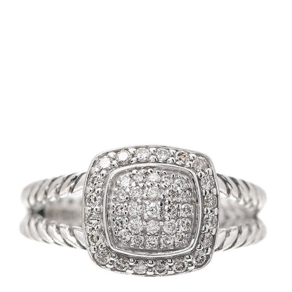 David Yurman Sterling Silver Diamond 7mm Petite Albion Pave Ring 52 6 1 of 5