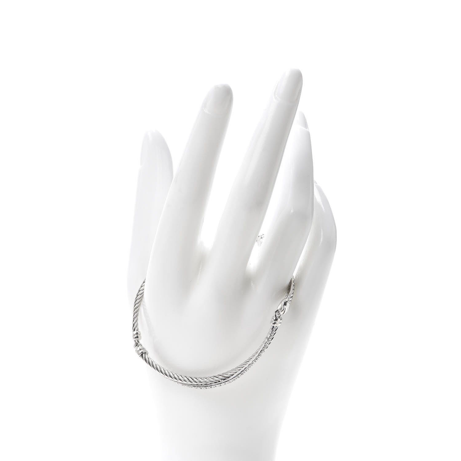 David Yurman Sterling Silver Diamond 3mm Crossover Bracelet 2 of 5