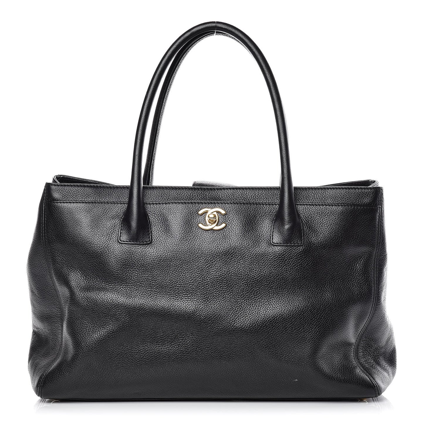 Calfskin Cerf Executive Shopper Tote Black