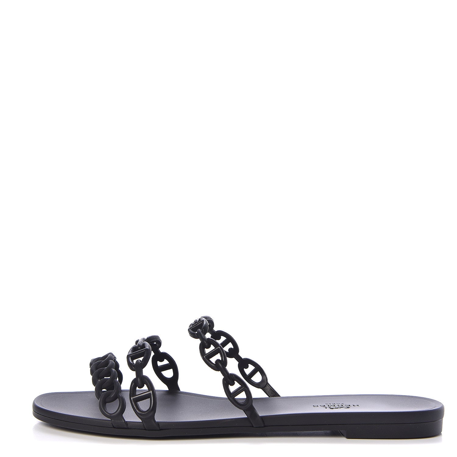 Hermes Rubber Chaine d'Ancre Rivage Sandals 40 Black 1 of 8