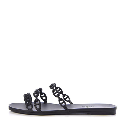 Hermes Rubber Chaine d'Ancre Rivage Sandals 40 Black 1 of 8