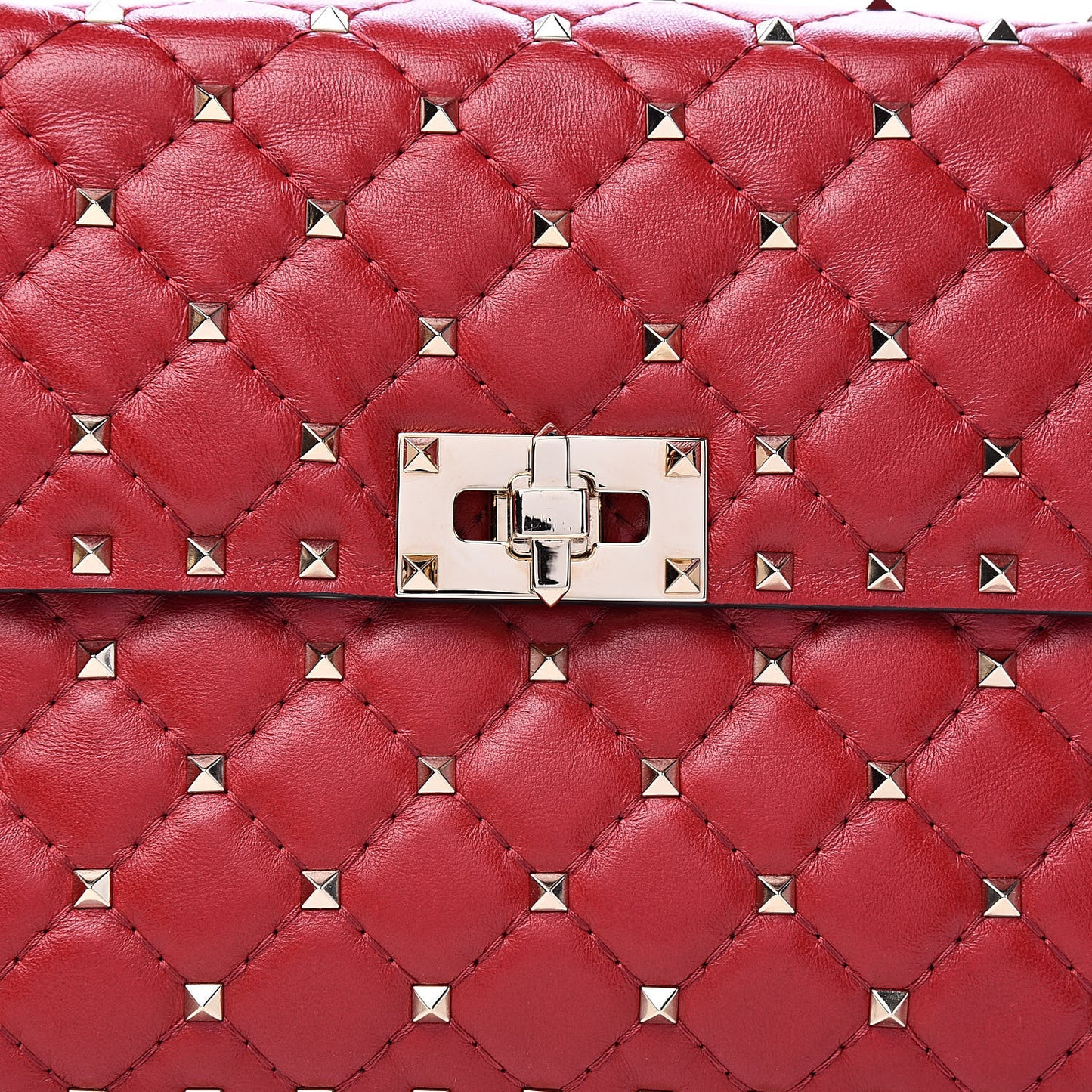 Nappa Medium Rockstud Spike Shoulder Bag Rosso Valentino