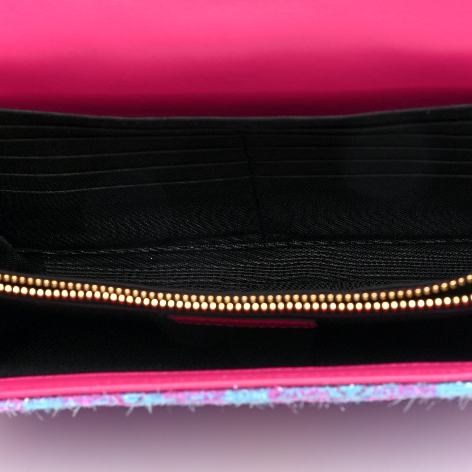 Versace Tweed Quilted Medusa Wallet on Chain Crossbody Pink Blue 5 of 9