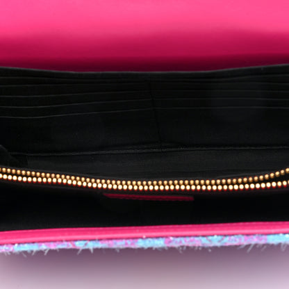 Versace Tweed Quilted Medusa Wallet on Chain Crossbody Pink Blue 5 of 9