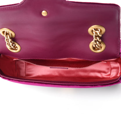 Gucci Velvet Matelasse Embroidered Mini GG Marmont Shoulder Bag Bordeaux 7 of 12