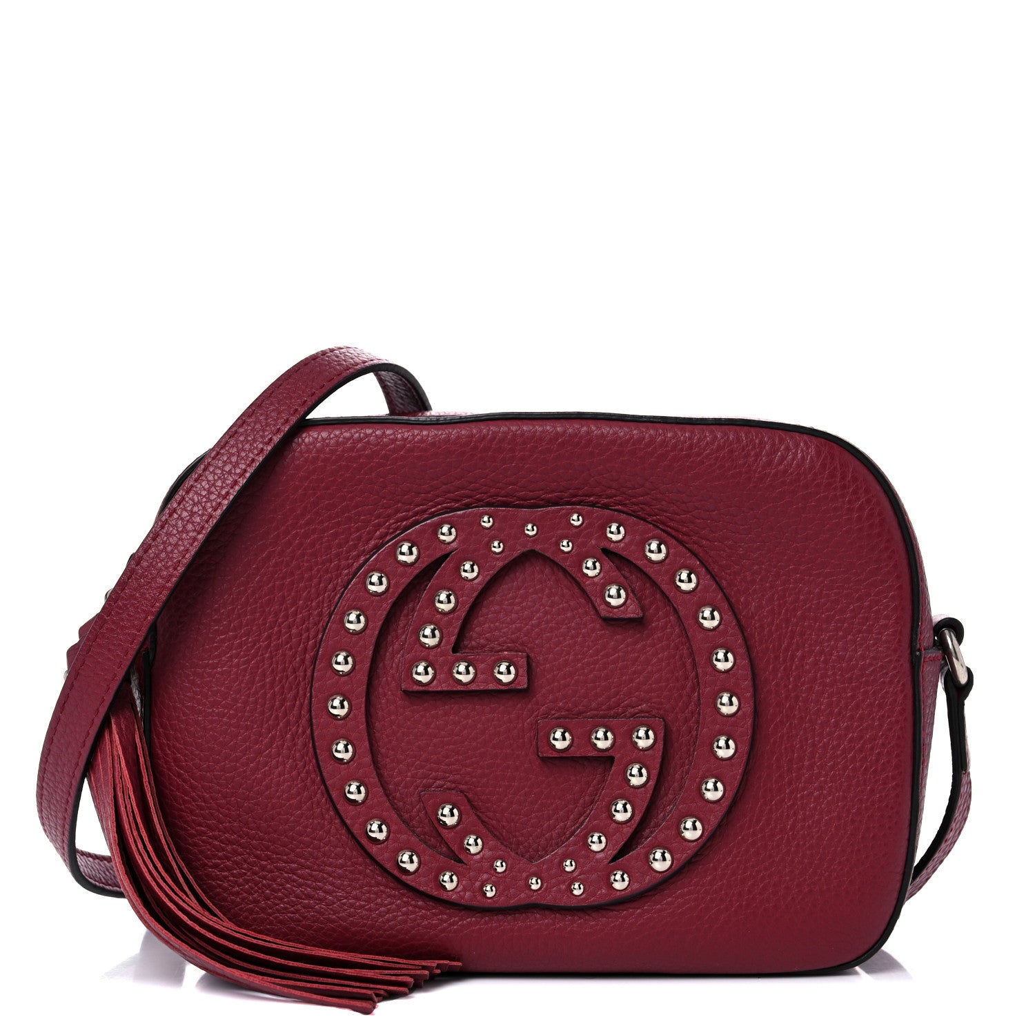 Gucci Pebbled Calfskin Studded Small Soho Disco Bag Soft Burgundy 1 of 10
