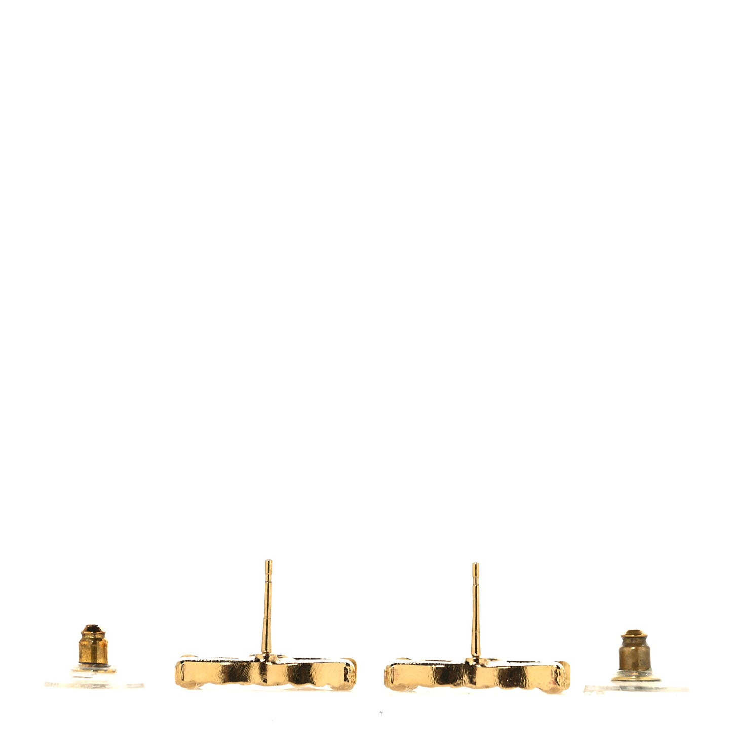 Metal Textured CC Earrings Gold