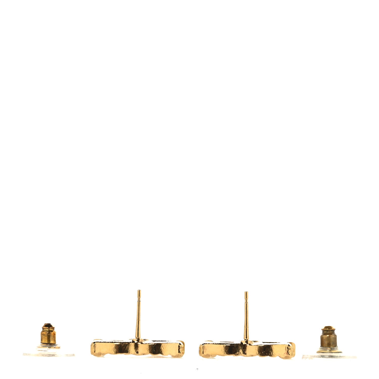 Chanel Metal Textured CC Earrings Gold 3 of 5