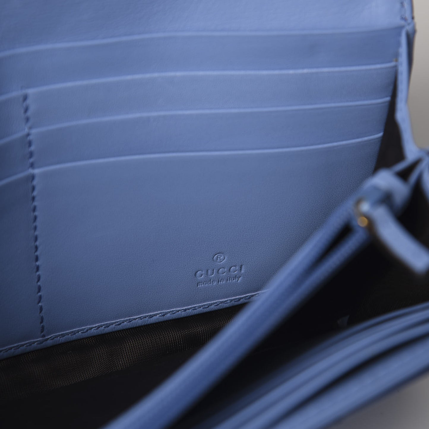 Calfskin Matelasse GG Marmont Continental Wallet Clear Sky Blue