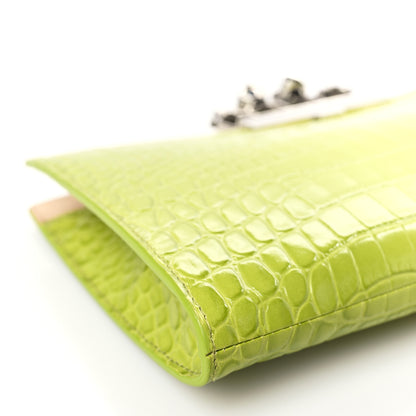 Alexander McQueen Calfskin Crocodile Embossed Knuckle Flat Clutch Lichen 7 of 9