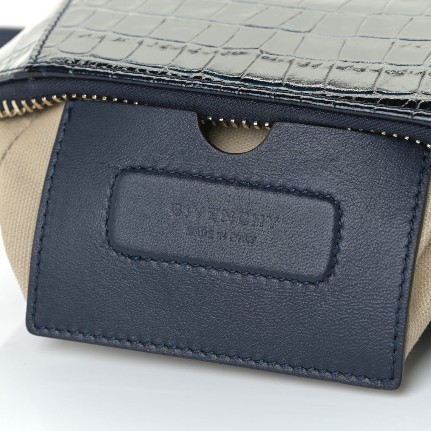 Calfskin Crocodile Embossed Nano Antigona Navy