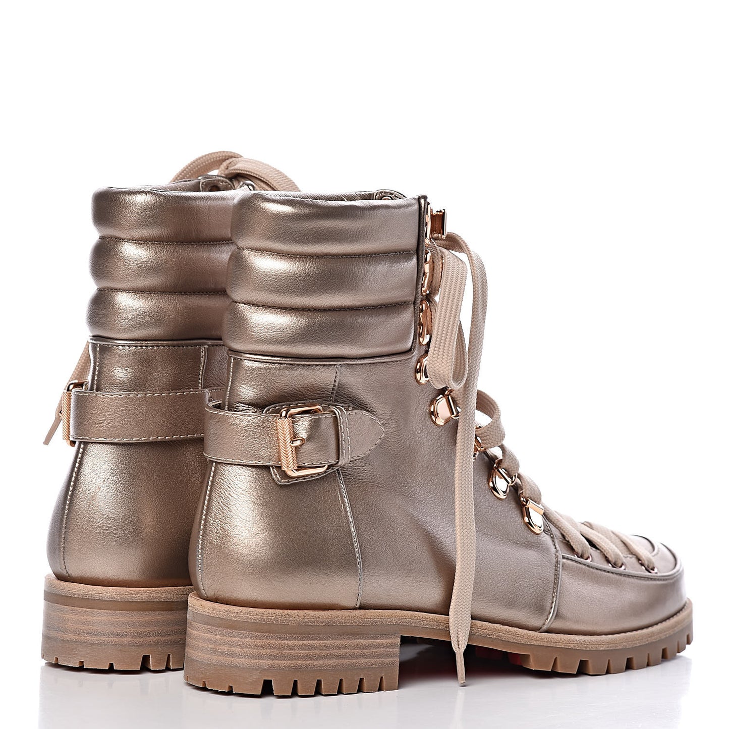 Metallic Calfskin Who Runs Flat Boots 38 Colombe