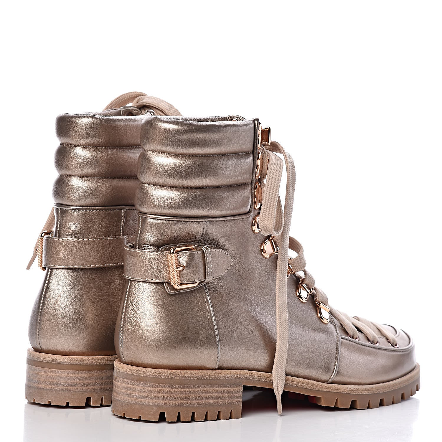 Christian Louboutin Metallic Calfskin Who Runs Flat Boots 38 Colombe 4 of 9